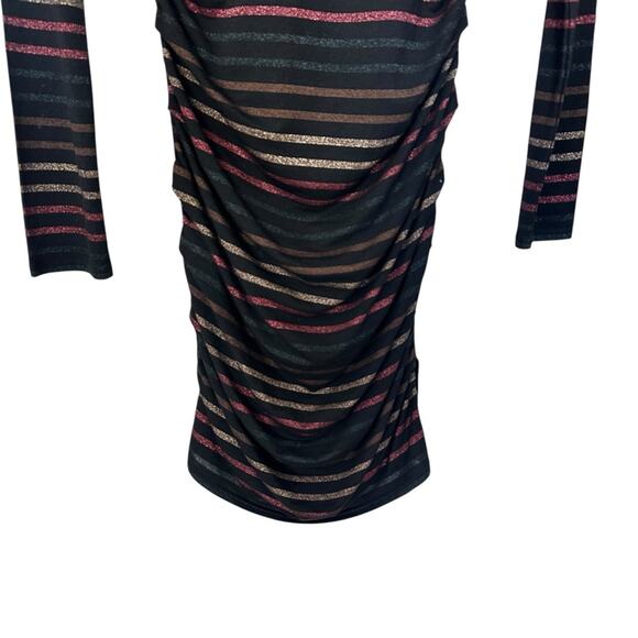 Veronica Beard Daphne Striped Metallic Long Sleeve Dress Black Multi Size Small - Picture 6 of 15